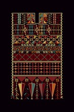 Embroidery vector Tatreez template, Palestinian fashion neck ornament