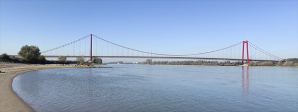 Panorama view from the left bank of the Rhine, western bank of the Rhine, of an earth-anchored