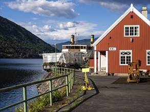 Rjukan rail station, historical rail ferry, museum at the lake, industrial history, Rjukan,