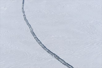 Crack in pack ice, Snow hill island, Weddel Sea, Antarctic Peninsula, Antarctica