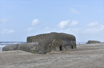 Bunker, Botonbunker of the Atlantic Wall in Denmark on the beach of Jutland