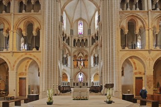 Interior view of the Gothic Limburg Cathedral of St George, crossing with chancel, Old Town,