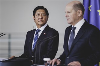 (R-L) Olaf Scholz (SPD), Federal Chancellor, and Ferdinand Marcos Jr, President of the Philippines,