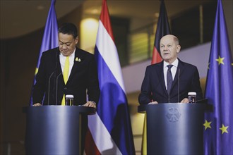 (R-L) Olaf Scholz (SPD), Federal Chancellor, and Srettha Thavisin, Prime Minister of Thailand, at a