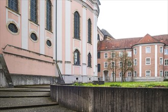 View on the north-east side into the inner courtyard of the former Benedictine abbey of Wiblingen