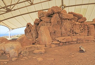 Mnajdra neolithic megalithic prehistoric temple complex site, Malta, Europe