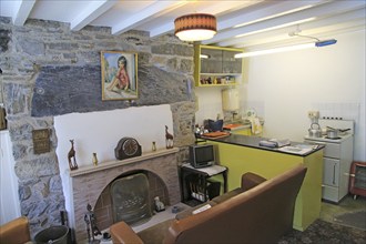 Interior quarryman's house 1969, National slate museum, Llanberis, Gwynedd, Snowdonia, north Wales,