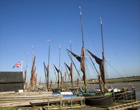 Historic old sailing boats, Hythe quay, Maldon, Essex, England, UK