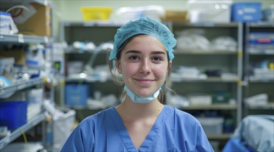 Smiling nurse providing excellent health care services in hospital, AI generated