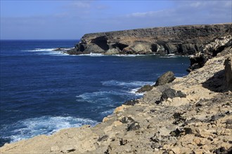 Headland with caves being eroded by waves, Ajuy, Fuerteventura, Canary Islands, Spain, Europe