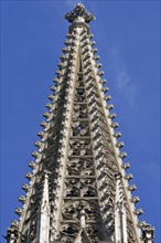 Left spire of Regensburg Cathedral, completed in 1859, Regensburg, Upper Palatinate, Bavaria,