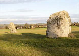 Adam and Eve standing stones, Longstone Cove, Beckhampton Avenue, Avebury, Wiltshire, England, UK