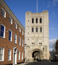 Norman Gatehouse Tower built between 1120 and 1148, Bury St Edmunds, Suffolk, England, United