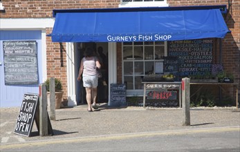 Gurneys fish shop in the village of Burnham Market, Norfolk, England, United Kingdom, Europe