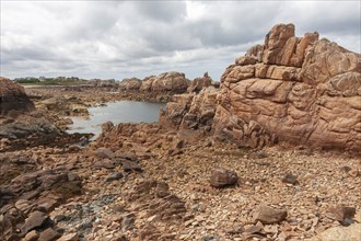 Rocky coast on the Ile de Brehat, Cotes d'Armor department, Brittany, France, Europe