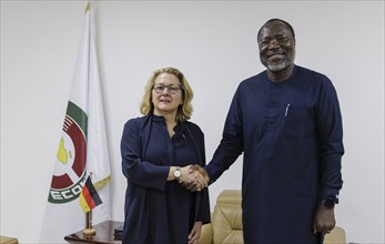 Svenja Schulze (SPD), Federal Minister for Economic Cooperation and Development, and Omar Alieu