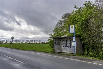 Bus shelter, bus stop, local transport in the countryside, near Breckerfeld, Sonnenschein stop, on