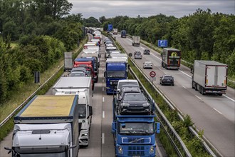 9 km long traffic jam on the A40 motorway heading east, between the Dutch border near Venlo, in