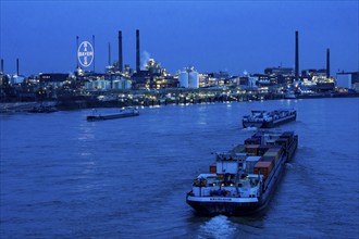 Backdrop of Chempark Leverkusen, Bayer Leverkusen, chemical park, chemical plant, river Rhine,