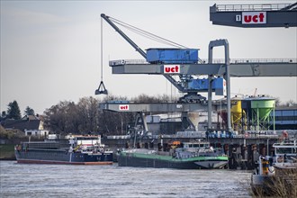 Uct Umschlag Container Terminal, harbour in Dormagen, on the Rhine, North Rhine-Westphalia,