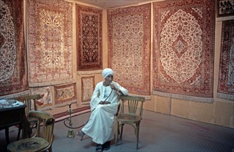 Shopkeeper, carpet shop, Cairo, Egypt, September 1989, vintage, retro, old, historical, Africa