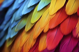 Close up of colorful parrot feathers. KI generiert, generiert AI generated