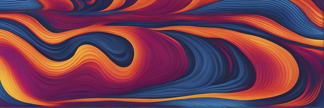 Seamless abstract pattern of vector fluid curved lines creating a dynamic ripple effect in vibrant