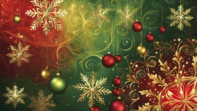 Abstract wallpaper illustration of Christmas symbols for gift cards, swirling shapes and lines, in