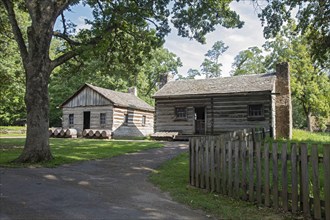 Petersburg, Illinois - Henry Onstot's residence (right) and his cooper shop (where he made buckets,