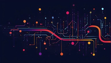 Illustration of abstract stream Artificial intelligence, Big data, AI generated