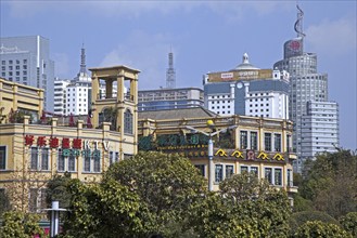 Modern highrise buildings and office blocks in the commercial city center of Kunming, Yunnan