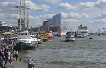 Europe, Germany, Hanseatic City of Hamburg, Elbe, Elbe Philharmonic Hall, glass facade, harbour