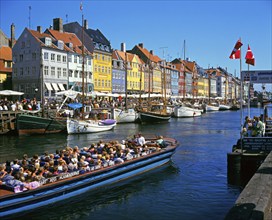 Denmark, Copenhagen, Nyhavn Canal, Panorama, Excursion boats, Hamburg, Hamburg, Federal Republic of