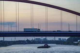 The Bridge of Solidarity, the longest tied-arch bridge in Germany, over the Rhine from