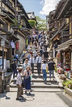 Ancient Ninenzaka, or Ninen-zaka, stone-paved pedestrian street, Kyoto, Japan, Asia