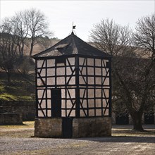 Pigeon tower in the courtyard of Canstein Castle, Canstein Castle, Marsberg, Sauerland, North