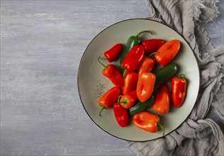 Mini sweet pepper, set, colored peppers, top view, no people, assortment