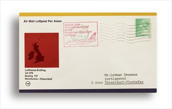 First flight letter, first flight cover, Lufthansa first flight LH075 with Boeing 737 from