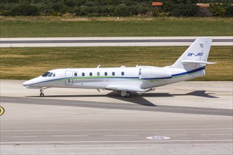 A Cessna 680 Citation aircraft of Smartwings with the registration number OK-JRS at Split Airport,