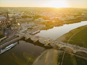 Dresden Old Town with Augustus Bridge, Church of Our Lady, Dresden, Saxony, Germany, Europe