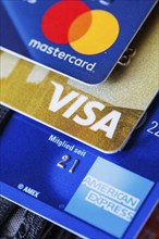 Credit cards from VISA, Mastercard and American Express in Stuttgart, Germany, Europe