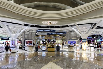 Duty free shop in Terminal A of Zayed International Airport (AUH) in Abu Dhabi, United Arab