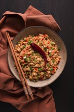 Fried Rice, with vegetables and egg, Chinese cuisine, homemade, no people