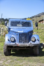 4x4 taxi in the mountain valley near Altyn Arashan, Kyrgyzstan, Asia