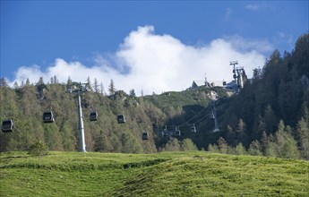 View of the Jennerbahn mountain station with gondolas, Berchtesgaden, Bavaria, Germany, Europe