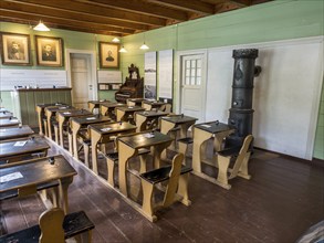 School classroom, De Heibergske Samlinger, museum at Kaupanger near the Sognefjord, traditional