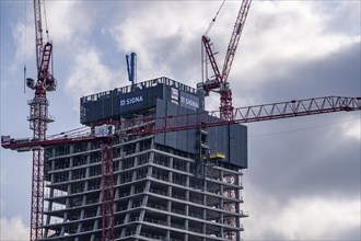 Shell of the Elbtower construction project, the architectural completion of Hafencity Hamburg, in