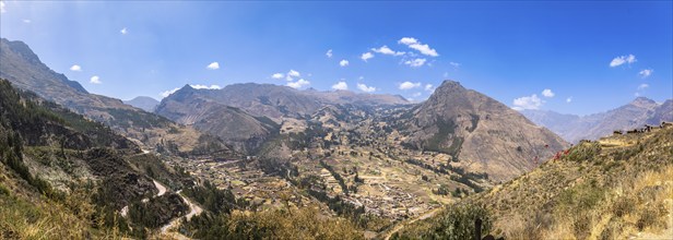 Peru, scenic panoramic mountain landscapes of Scared Valley Valle Sagrado in Cusco, South America