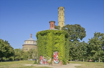 Water tower, machine house, riser tower, park at Wasserturmplatz, Prenzlauer Berg, Pankow, Berlin,