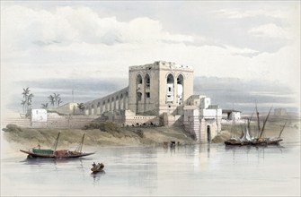 Cairo, landing stage on the Nile, Egypt, c. 1850, Historical, digitally restored reproduction from